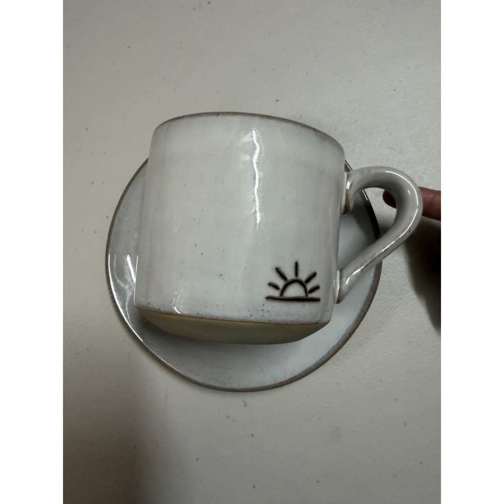 Hearth & Hand with Magnolia Coffee Mug Cup Stoneware Sunrise Saucer Gray
